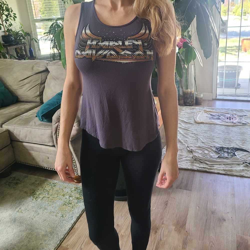 Gray Bling Womens Harley Davidson Tank Top